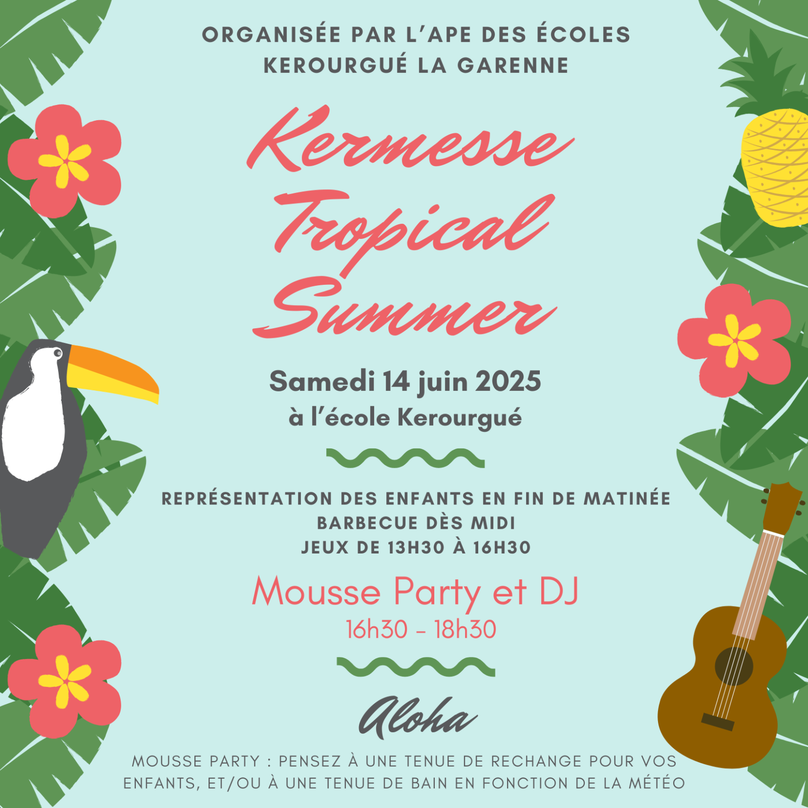 Colorful Palm Leaves Tropical Luau Invitation – 1